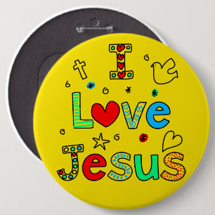 I Liebe Jesus I Doodles I Gelb I 6x6 I Schaltfläch Button