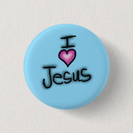 I Liebe Jesus I Herz Jesus Baby Blue Button