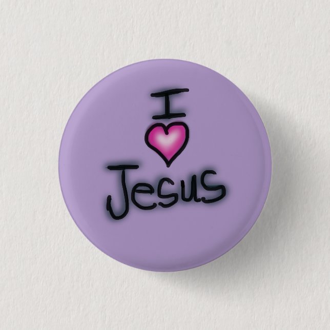 I Liebe Jesus I Herz Jesus Lila Button (Vorderseite)