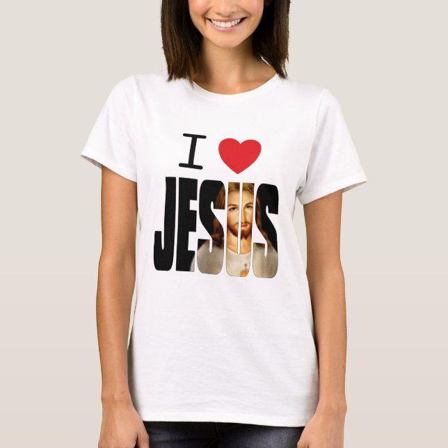 I Liebe Jesus - i-Herz Jesus mit Bild im Namen T-Shirt (Vorderseite)