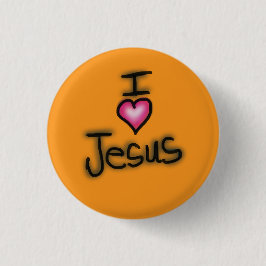 I Liebe Jesus I Herz Jesus Orange Button