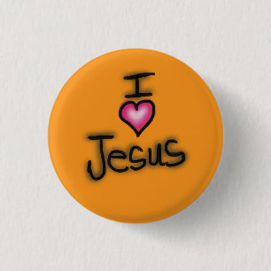 I Liebe Jesus I Herz Jesus Orange Button