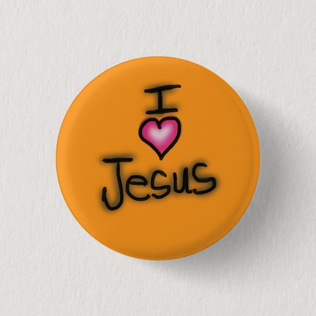 I Liebe Jesus I Herz Jesus Orange Button (Vorderseite)