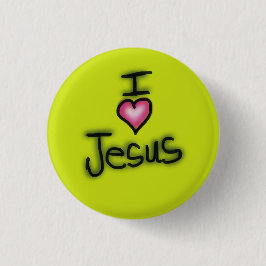 I Liebe Jesus ich höre Jesus Lime Green Button