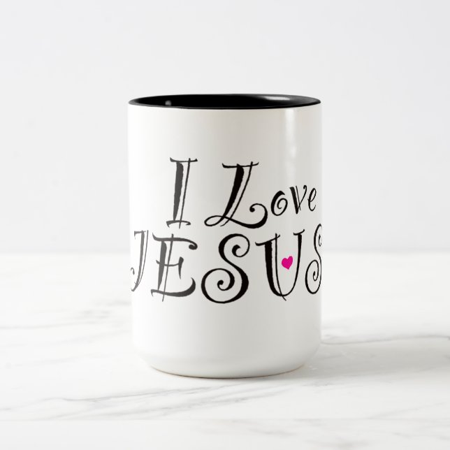 I Liebe Jesus Inspiration Zitat Zweifarbige Tasse (Mittel)