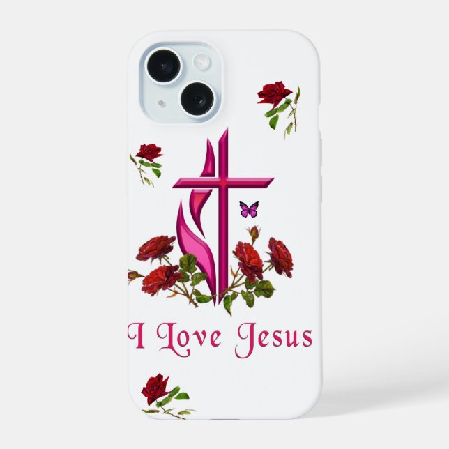 I Liebe Jesus iPhone 15 Hülle (Rückseite)