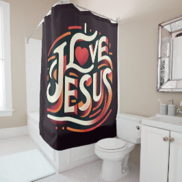 I Liebe Jesus Retro Christlich Duschvorhang