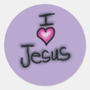 I Liebe Jesus Rosa Herz Runder Aufkleber