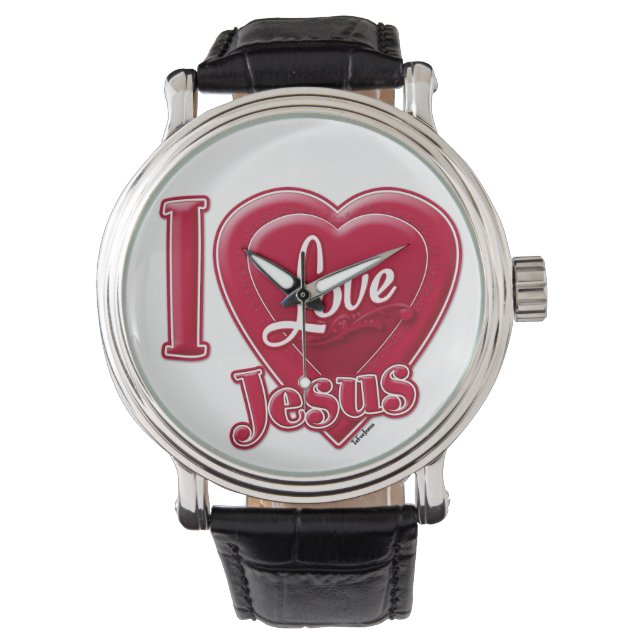 I Liebe Jesus Rotes Herz Armbanduhr (Vorderseite)