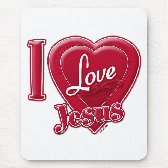 I Liebe Jesus Rotes Herz Mousepad (Vorne)