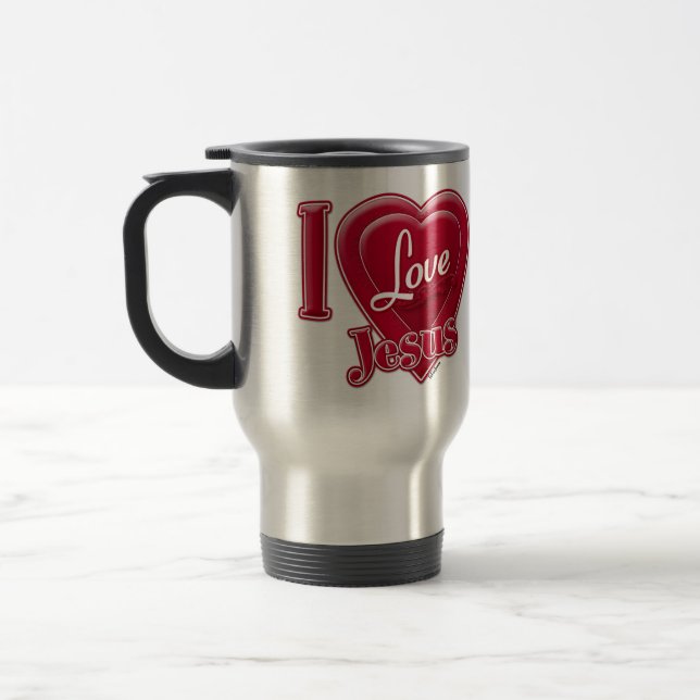 I Liebe Jesus Rotes Herz Reisebecher (Links)
