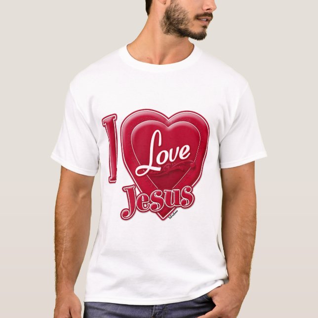 I Liebe Jesus Rotes Herz T-Shirt (Vorderseite)