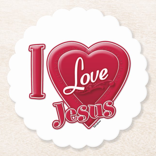 I Liebe Jesus Rotes Herz Untersetzer (Vorderseite)