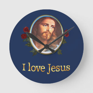 I Liebe Jesus Runde Wanduhr