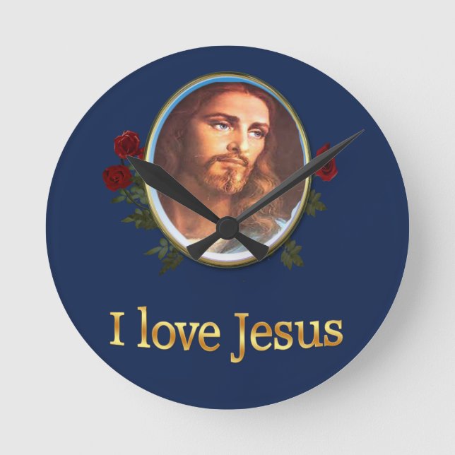 I Liebe Jesus Runde Wanduhr (Vorderseite)