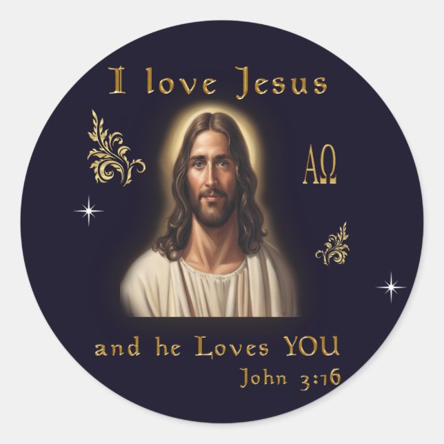 I Liebe Jesus Runder Aufkleber (Vorderseite)