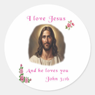 I Liebe Jesus Runder Aufkleber