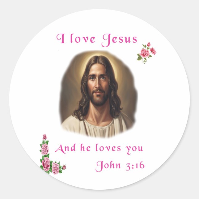 I Liebe Jesus Runder Aufkleber (Vorderseite)