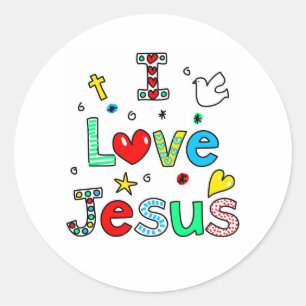 I Liebe Jesus Runder Aufkleber