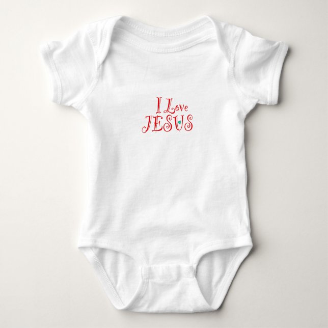 I Liebe Jesus Türkis Herz Baby Strampler (Vorderseite)