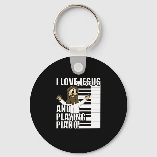 I Liebe Jesus und Klavier Funny Christliche Arbeit Schlüsselanhänger (Vorderseite)