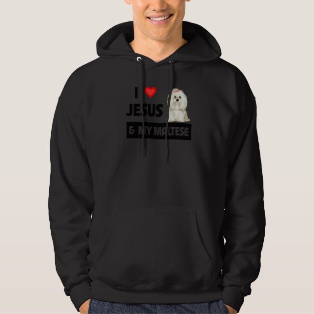 I Liebe Jesus und mein maltesischer Hund Mama Vate Hoodie (Vorderseite)