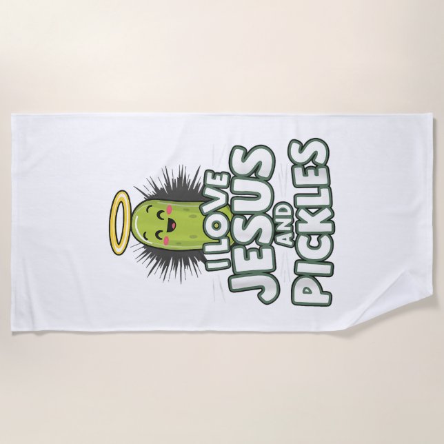 I Liebe Jesus und Pickles Strandtuch (Vorderseite)