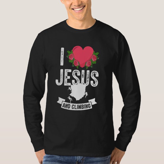I Liebe Jesus und Sport Klettersteig Klettersteig T-Shirt (Vorderseite)