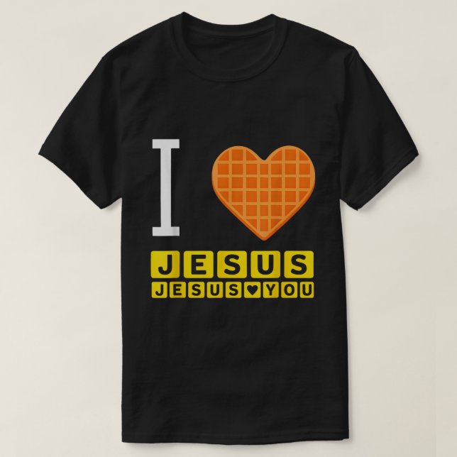 I Liebe Jesus Waffle Funny Breakfast T-Shirt (Design vorne)