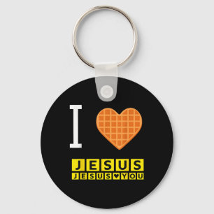 I Liebe Jesus Waffle Herzlich Funny Christliches F Schlüsselanhänger