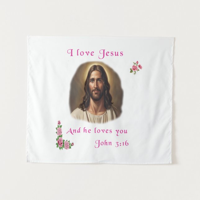 I Liebe Jesus Wandteppich (Vorderseite (Horizontal))
