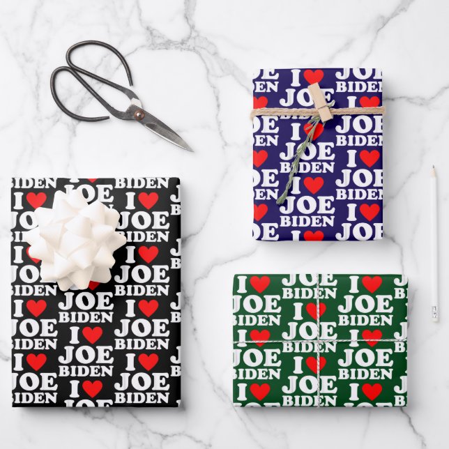 I Liebe Joe Biden | Joe Biden Heart Gift Geschenkpapier Set (Vorderseite)