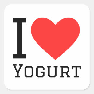 I Liebe Jogurt Quadratischer Aufkleber
