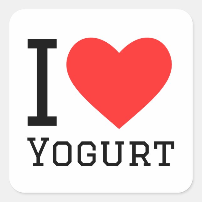 I Liebe Jogurt Quadratischer Aufkleber (Vorderseite)