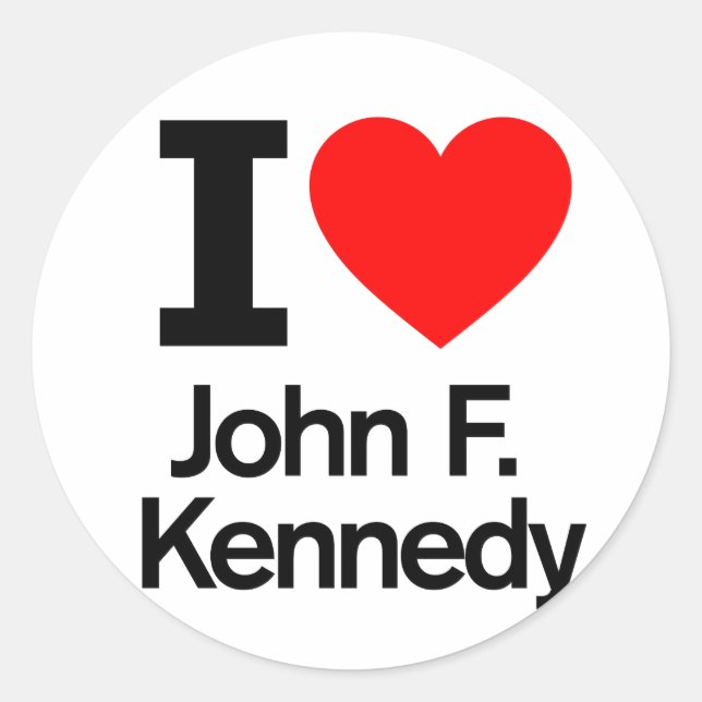 I Liebe John F. Kennedy Runder Aufkleber (Vorderseite)