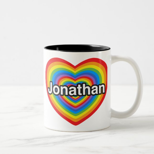 I Liebe Jonathan. Liebe I Sie Jonathan. Herz Zweifarbige Tasse (Rechts)