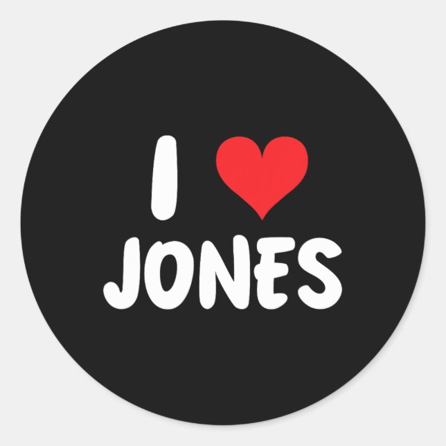 I Liebe Jones - Herz - Name Runder Aufkleber (Vorderseite)