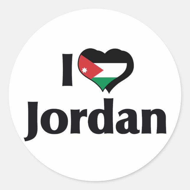 I Liebe Jordan Flag Runder Aufkleber (Vorderseite)