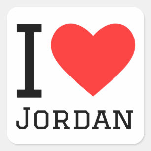 I Liebe Jordan Quadratischer Aufkleber