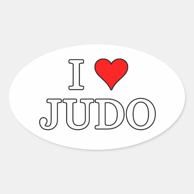 I Liebe Judo Ovaler Aufkleber (Vorderseite)