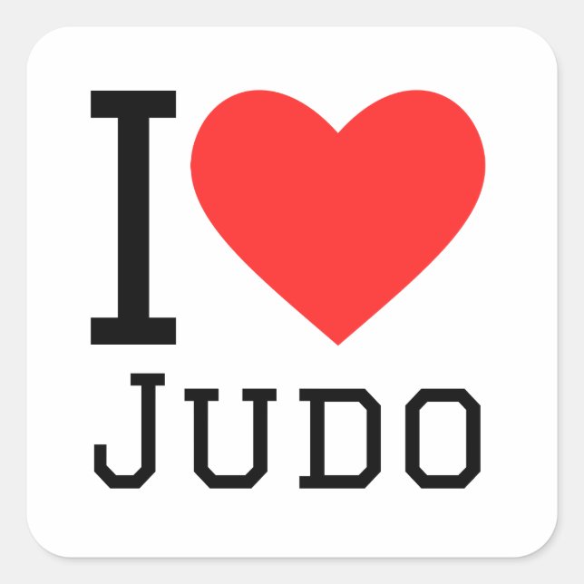 I Liebe Judo Quadratischer Aufkleber (Vorderseite)