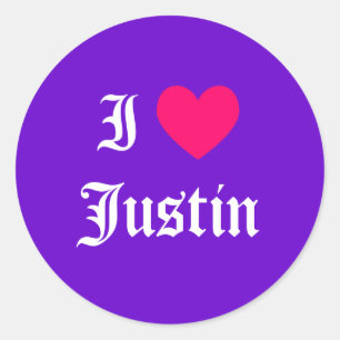 I Liebe Justin Runder Aufkleber
