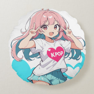 I Liebe K-POP - Kポプ, 케 이 팝 Rundes Kissen