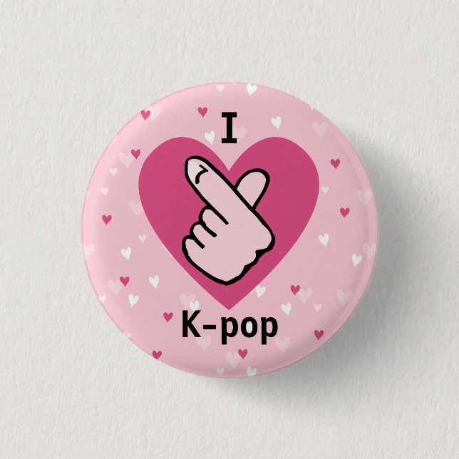 I Liebe K-Pop Pink Finger Herz BlackPink Button (Vorderseite)