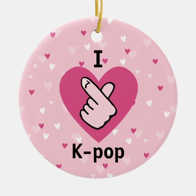 I Liebe K-Pop Pink Finger Herz BlackPink Keramik Ornament (Vorne)