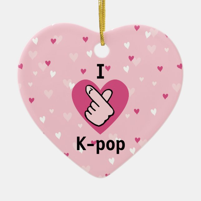 I Liebe K-Pop Pink Finger Herz BlackPink Keramik Ornament (Vorne)