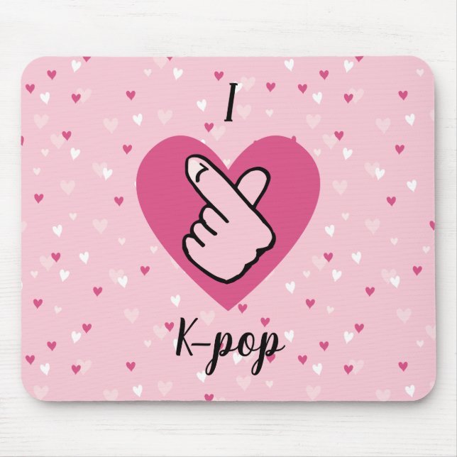 I Liebe K-Pop Pink Finger Herz BlackPink Mousepad (Vorne)