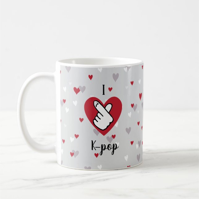I Liebe K-Pop Red Gray Finger Heart Kaffee Tasse (Links)