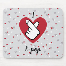 I Liebe K-Pop Red Gray Finger Heart Mouse Pad Mousepad