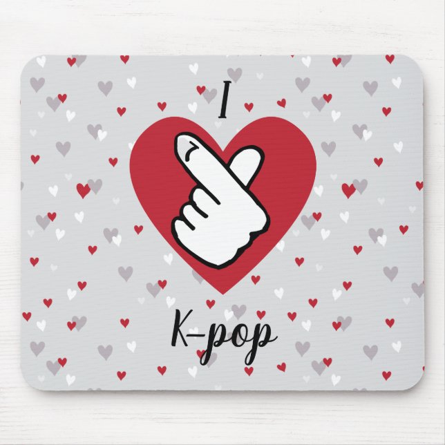 I Liebe K-Pop Red Gray Finger Heart Mouse Pad Mousepad (Vorne)